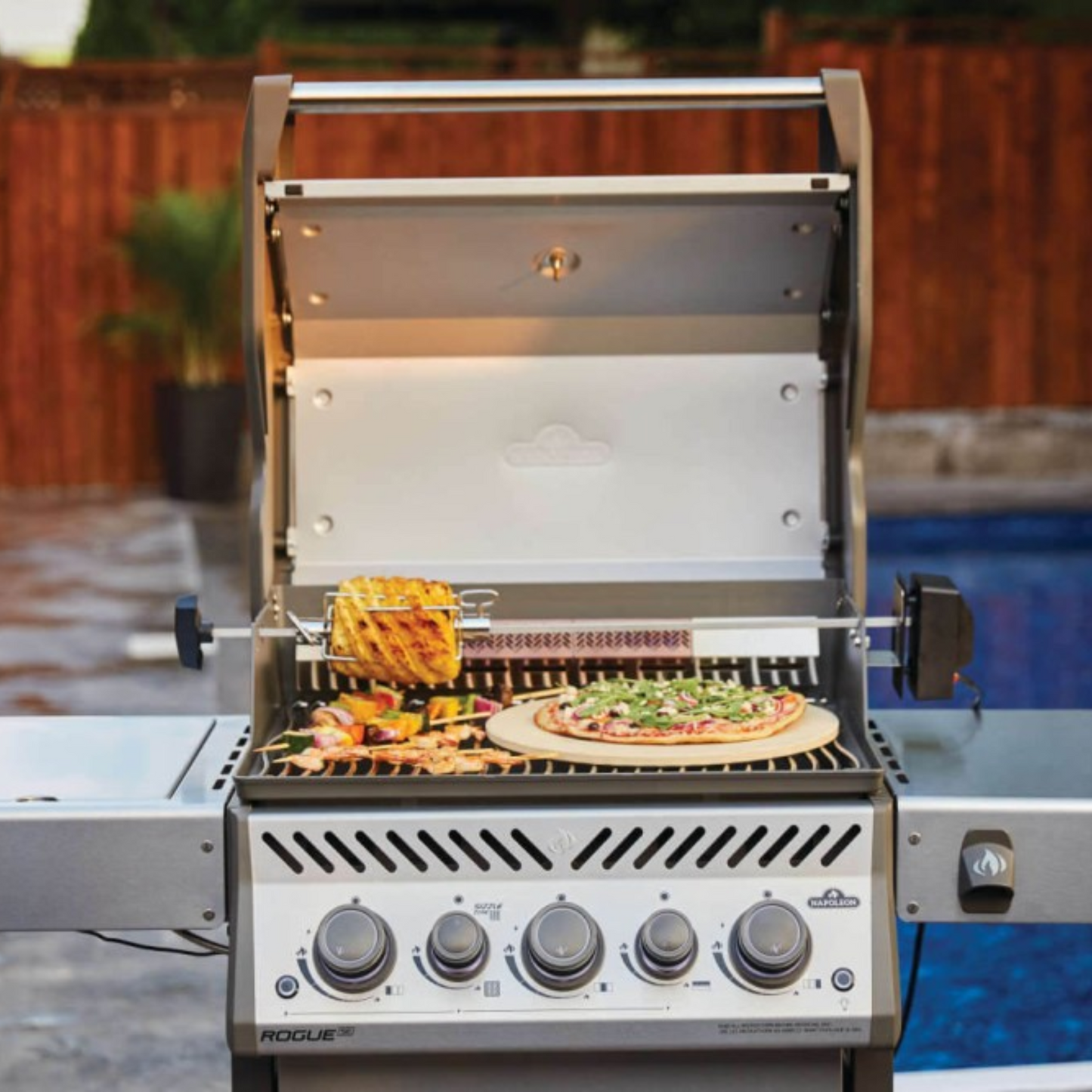 Napoleon Rogue SE 425 Stainless Steel Gas BBQ RSE425RSIBPSS-1 with Infrared Side Burner & Rear Burner | Free Cover & Rotisserie